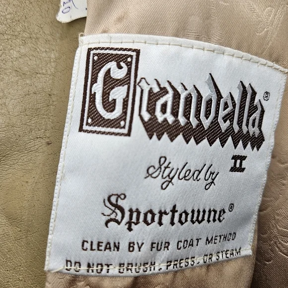 Vintage 60s Grandella tan heavy classic faux fur coat pockets satin lined sz 10 - Picture 5 of 16